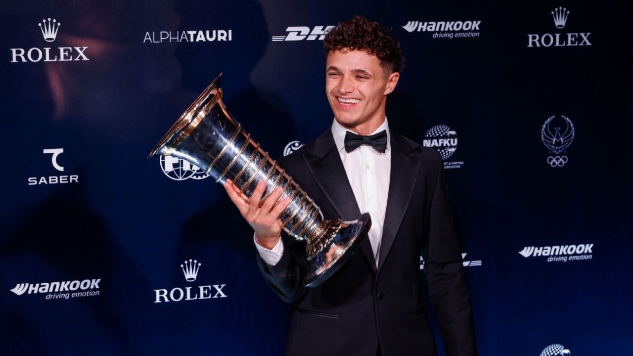 Lando Norris collects F1 championship trophy at FIA Awards 1