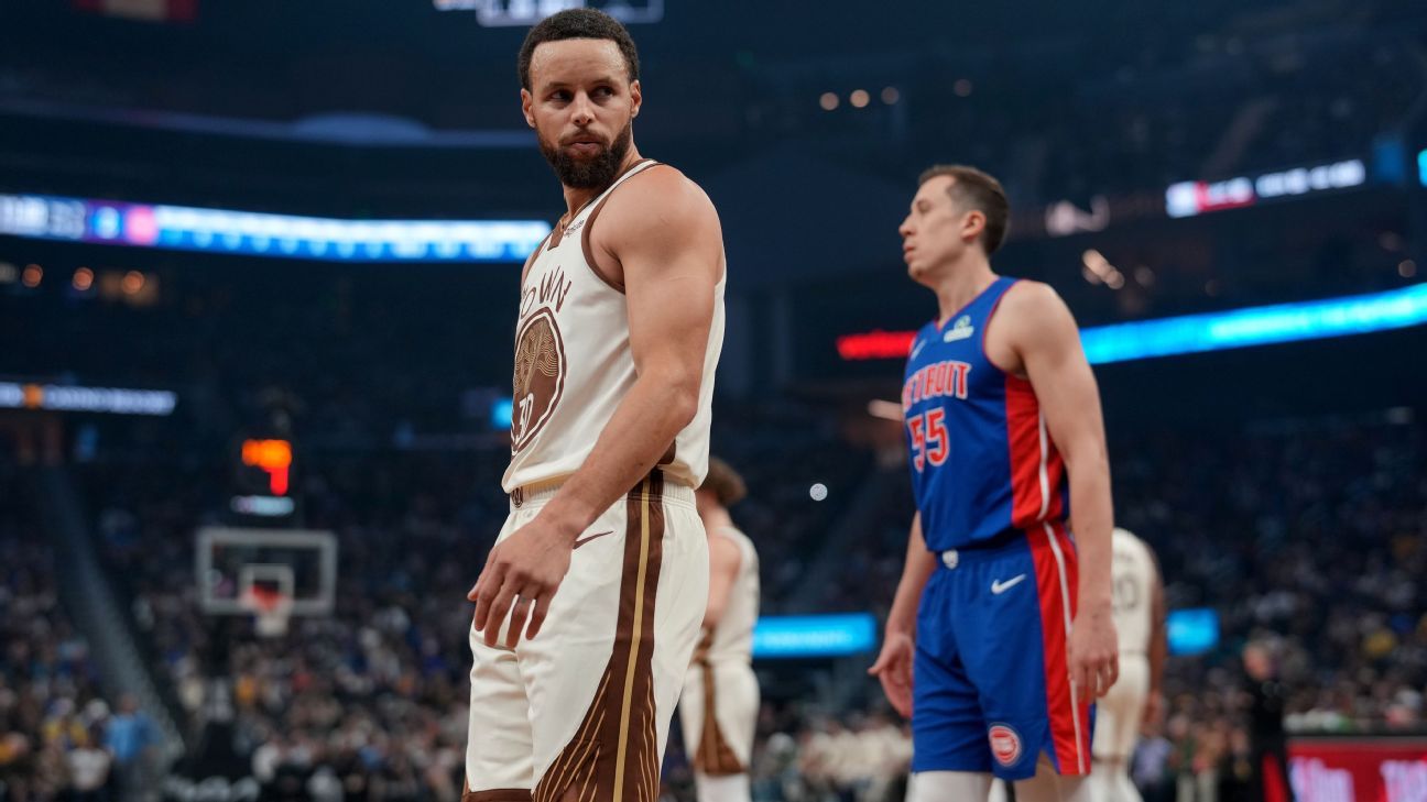 Stephen Curry of the Warriors leaves game against the Pistons due to right knee discomfort. 1