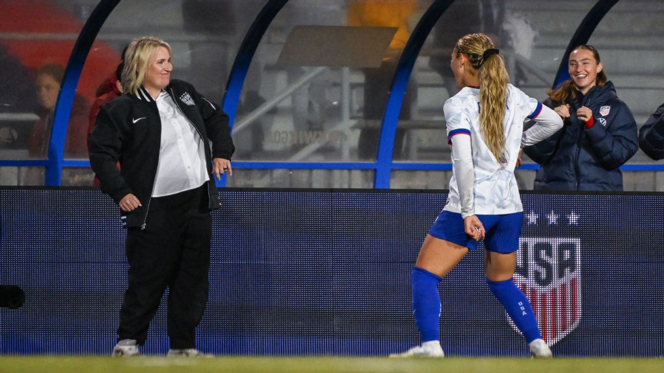 Rodman's goal and sideline celebration with Hayes conclude USWNT's decisive victory. 1