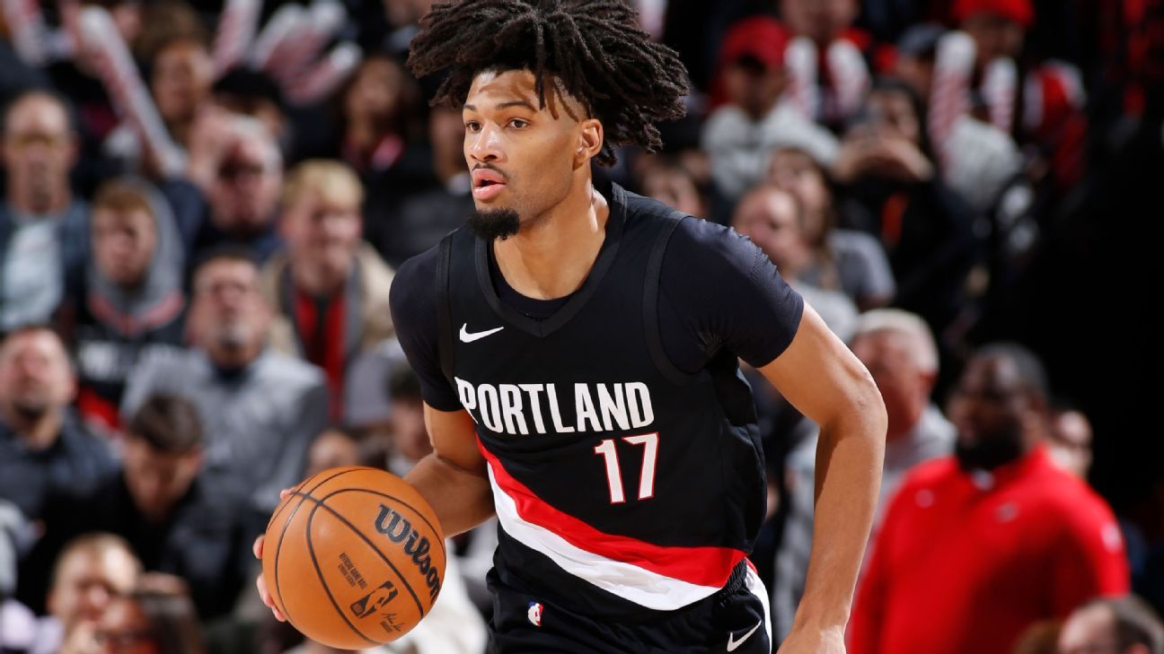 Blazers' Sharpe has stress reaction, out at least 4-6 weeks Blazers' Sharpe experiences stress reaction, sidelined for a minimum of 4-6 weeks 1