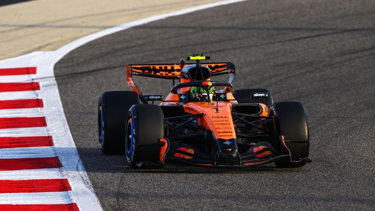 Lando Norris of McLaren leads the first day of F1 testing in Bahrain. 1