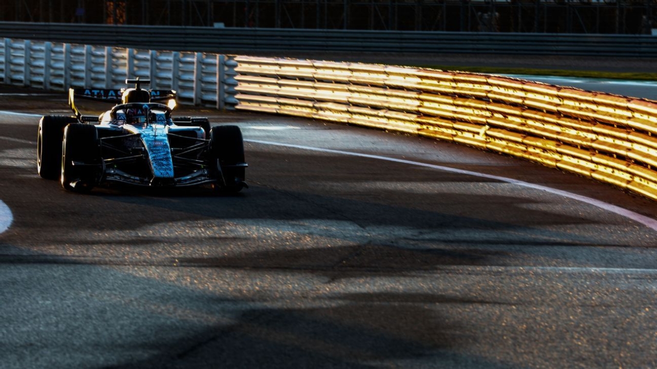 Williams' FW48 Formula 1 car takes to the track following setbacks. 1