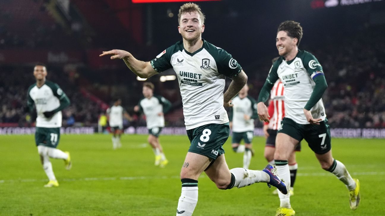 Middlesbrough overtakes Frank Lampard's Coventry to claim the Championship lead. 1