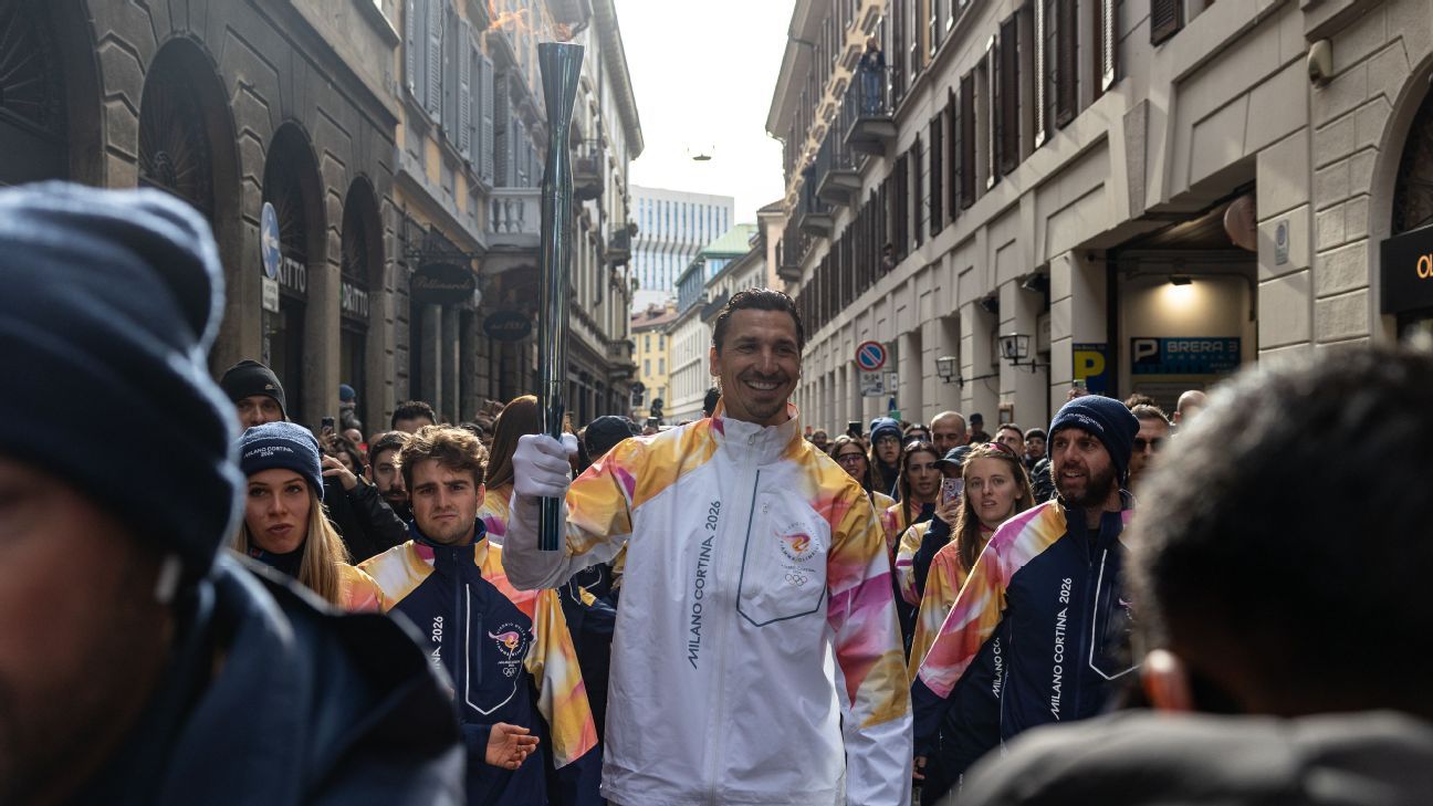 Zlatan Ibrahimović bears the Olympic torch prior to the inaugural ceremony. 1