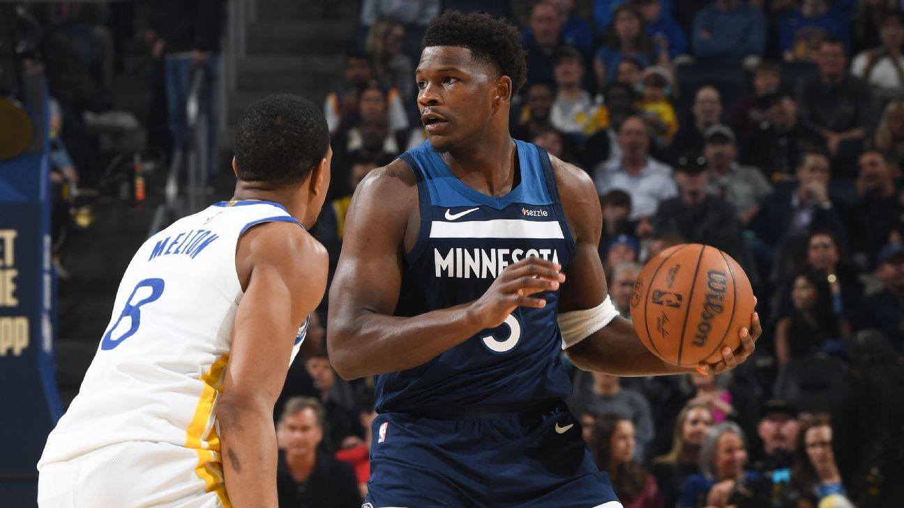 Timberwolves' Anthony Edwards to miss time with knee soreness Timberwolves' Anthony Edwards sidelined due to knee discomfort 1