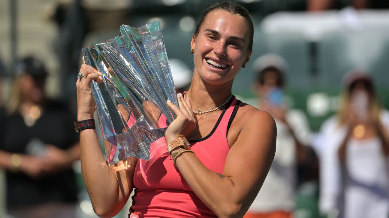 Aryna Sabalenka defeats Elena Rybakina to claim the Indian Wells championship. 1