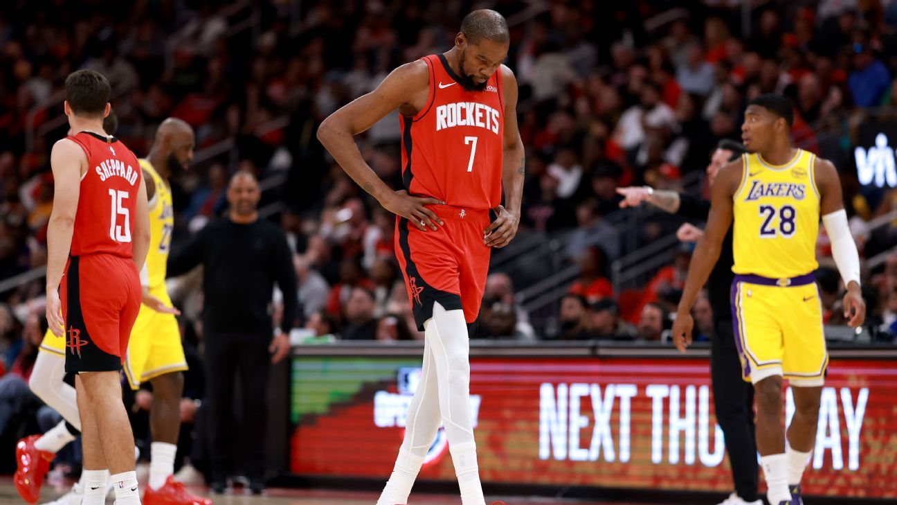 Kevin Durant accepts responsibility as Lakers hinder Rockets' offensive play. 1
