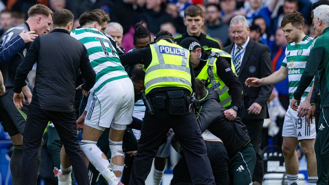 Arrests occur as Scottish authorities condemn 'disgraceful' incidents following Celtic vs. Rangers match. 1