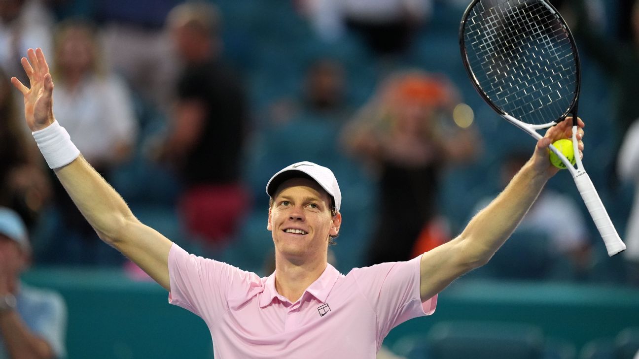 Jannik Sinner triumphs over Jiri Lehecka to secure victory at the Miami Open. 1