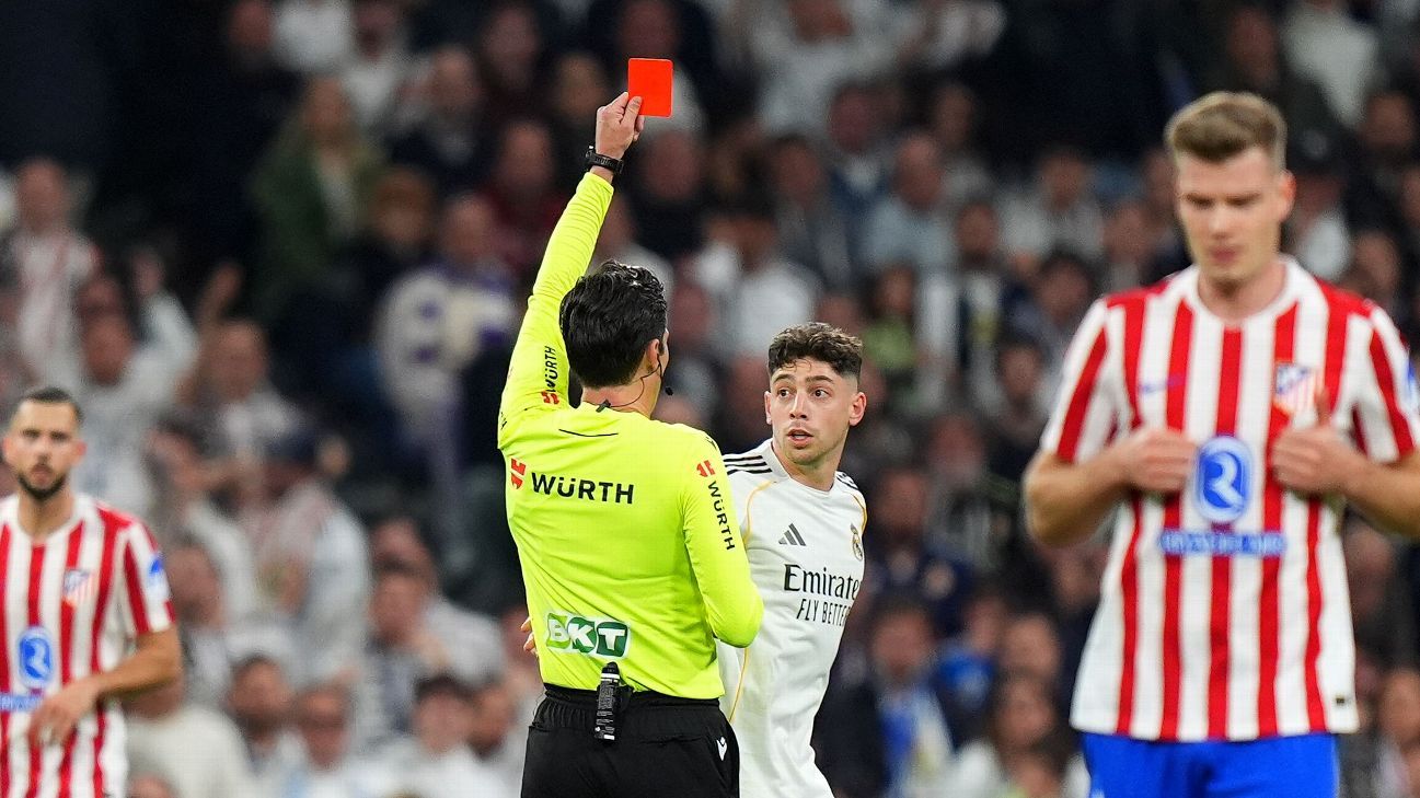 Real Madrid's Fede Valverde gets 1-match ban for red card in derby Fede Valverde of Real Madrid receives one-match suspension following red card in derby match. 1
