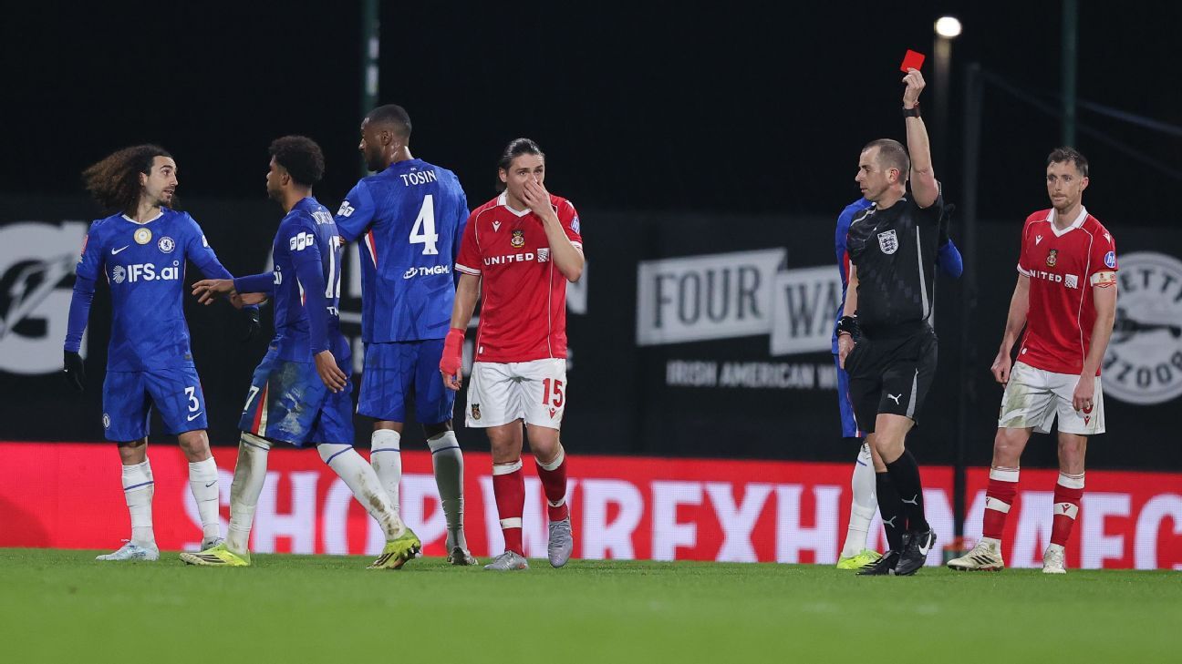VAR analysis: What led to Wrexham's Dobson receiving a red card for his tackle on Garnacho? 1