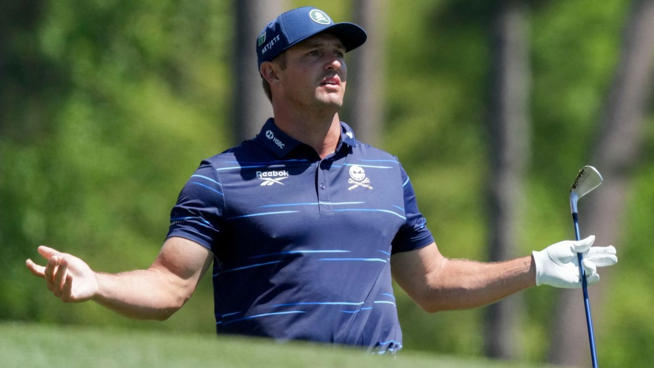 Bryson DeChambeau records a triple bogey on No. 11, finishes with a score of 76 in the opening round of the Masters. 1