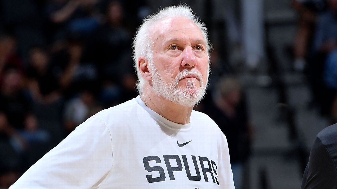 Gregg Popovich speaks to Spurs ahead of playoff matchup against Portland. 1