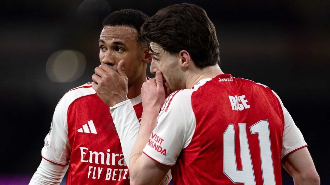 Declan Rice and Gabriel train with Arsenal ahead of trip to Sporting Declan Rice and Gabriel practice with Arsenal in preparation for match against Sporting. 1