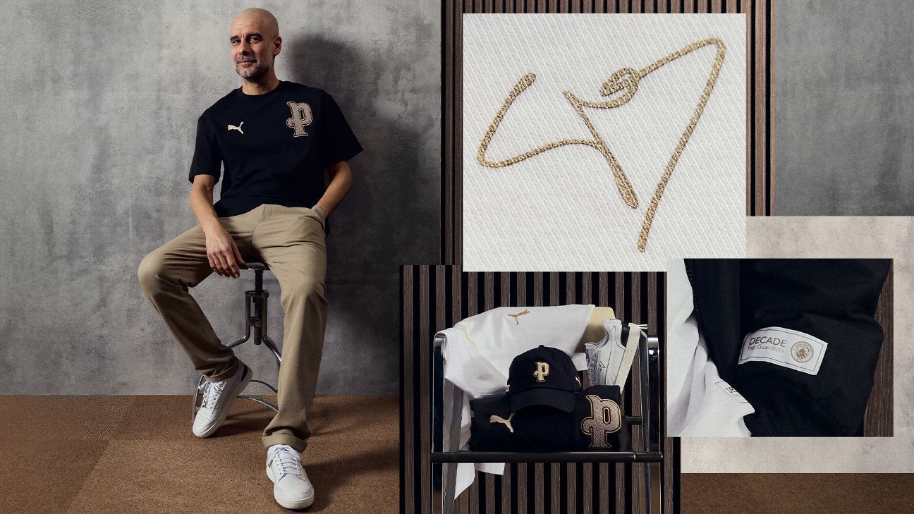 Manchester City celebrates Pep Guardiola's ten years as manager by launching a clothing line. 1