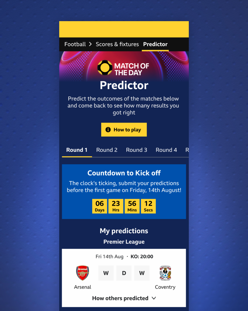 Play BBC Sport's new Match of the Day Predictor game BBC Sport launches Match of the Day Predictor game for the new season 10