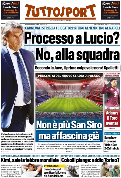 Cardinale backs Amorim; Juventus blame players; new Generali Stadium unveiled