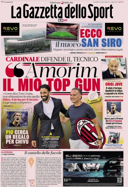 Cardinale backs Amorim; Juventus blame players; new Generali Stadium unveiled